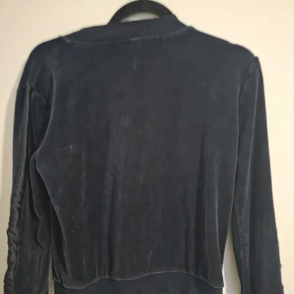Victoria’s Secret Velour Zip Up Jacket XS Navy Blue Cozy Lounge - Picture 6 of 8